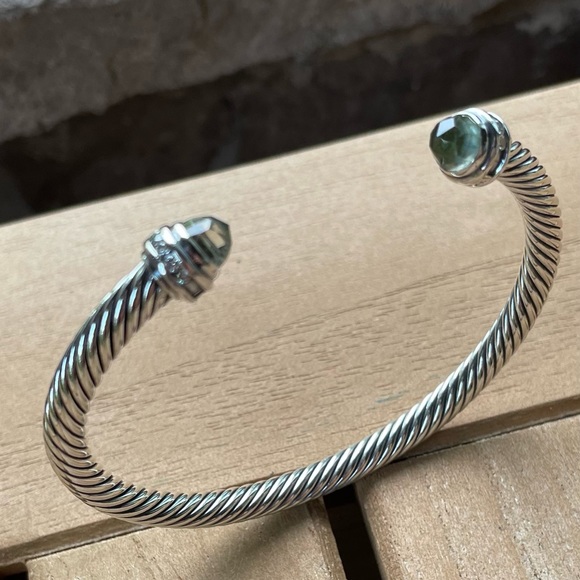David Yurman Silver Bracelet with Green Accents - Picture 9 of 10